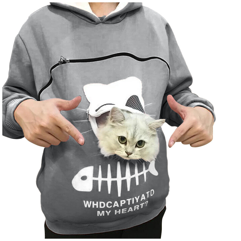 Women Hoodie With Cat Pet Pocket