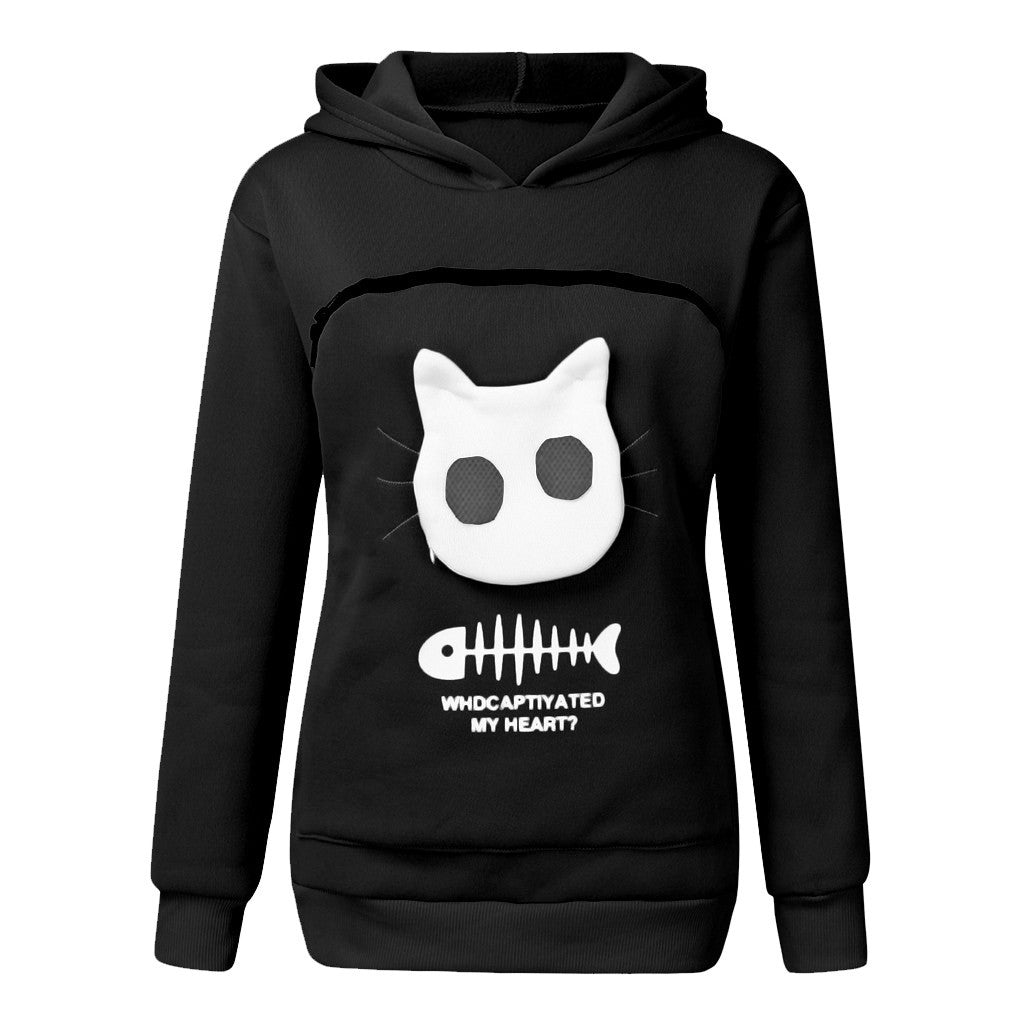 Women Hoodie With Cat Pet Pocket