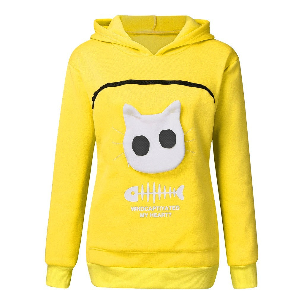 Women Hoodie With Cat Pet Pocket