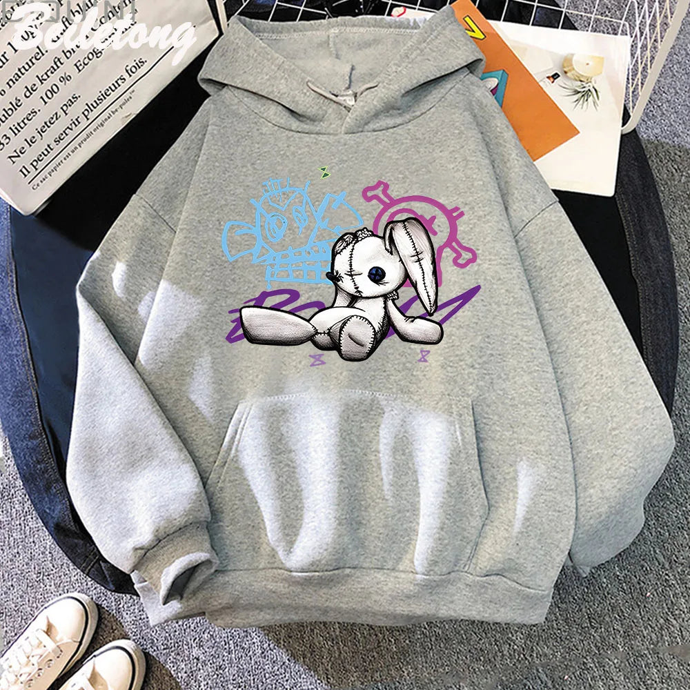 Arcane Jinx Hoodie Monkey Doll Rabbit Graffiti Grunge Style Kpop