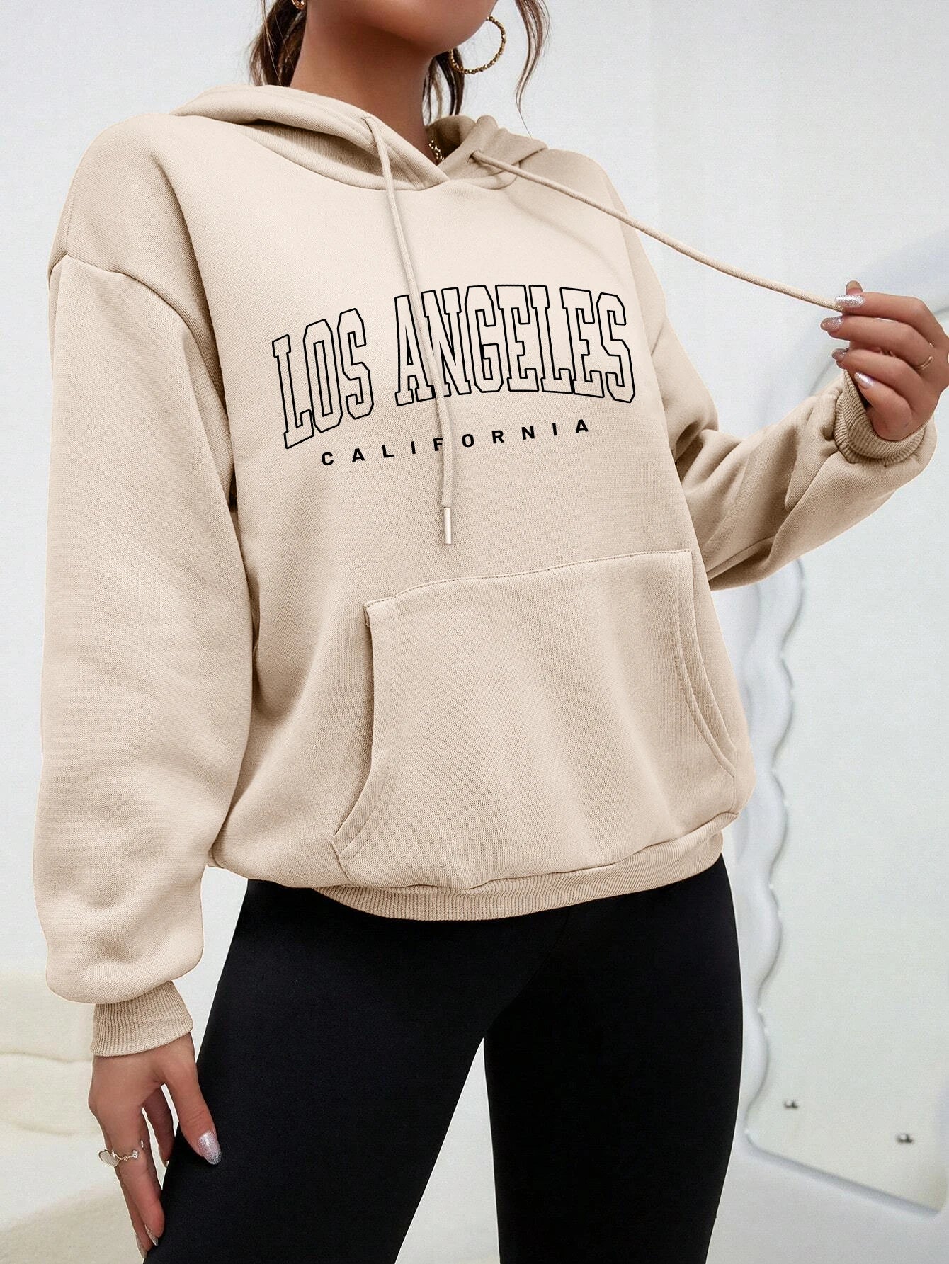 Los Angeles Art Letter Design Women Hoodie American Style