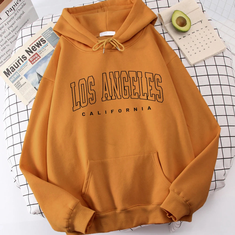 Los Angeles Art Letter Design Women Hoodie American Style