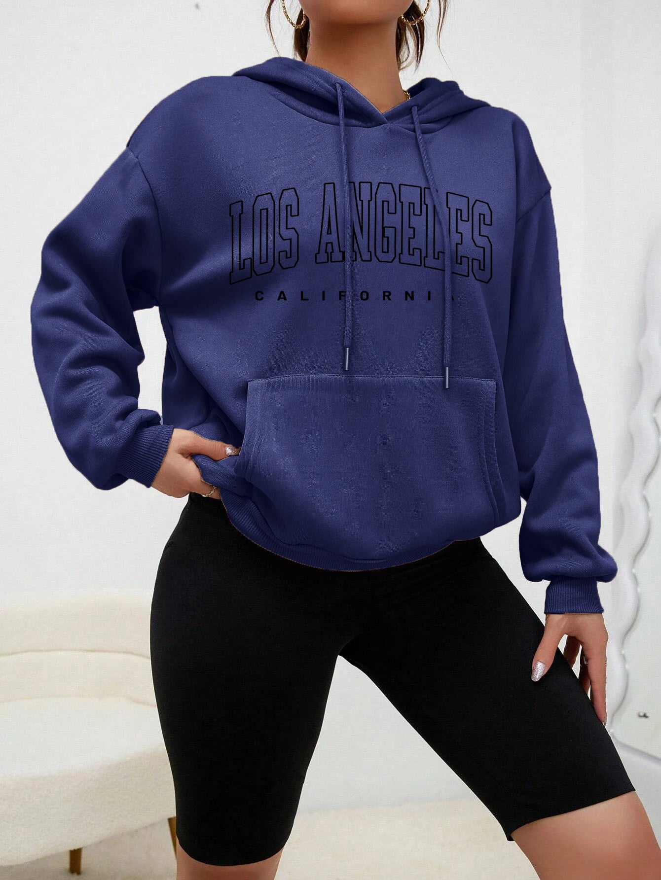 Los Angeles Art Letter Design Women Hoodie American Style