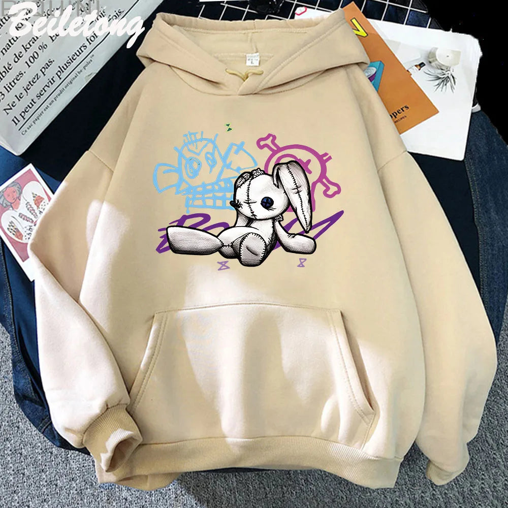 Arcane Jinx Hoodie Monkey Doll Rabbit Graffiti Grunge Style Kpop