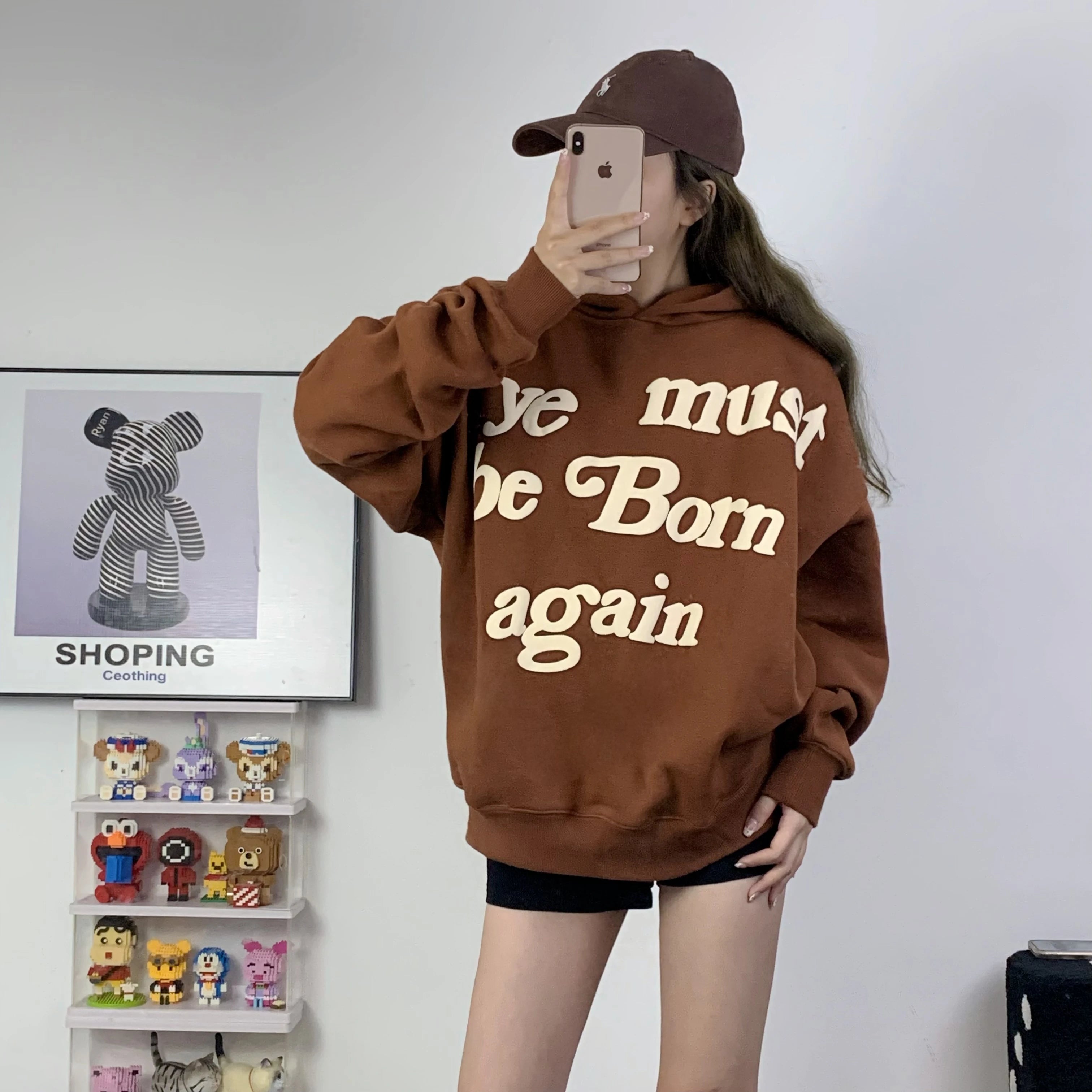 2023fw Puff Print Kanye West Hoodie Women