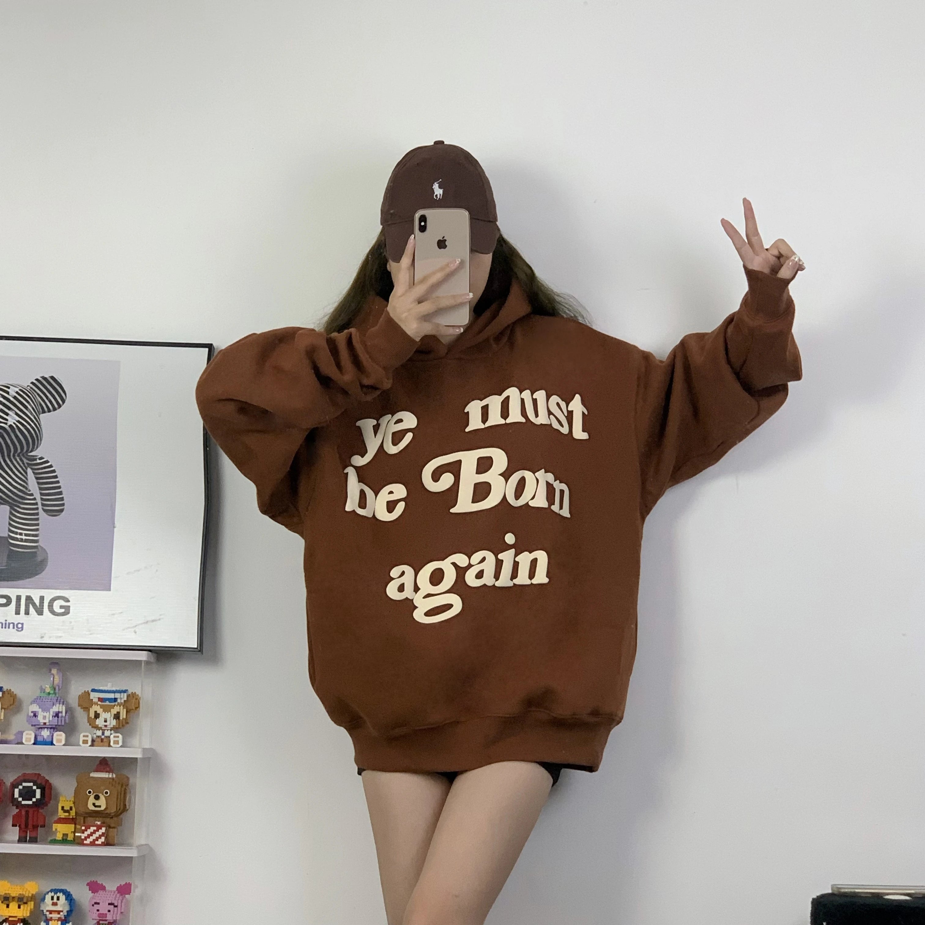 2023fw Puff Print Kanye West Hoodie Women