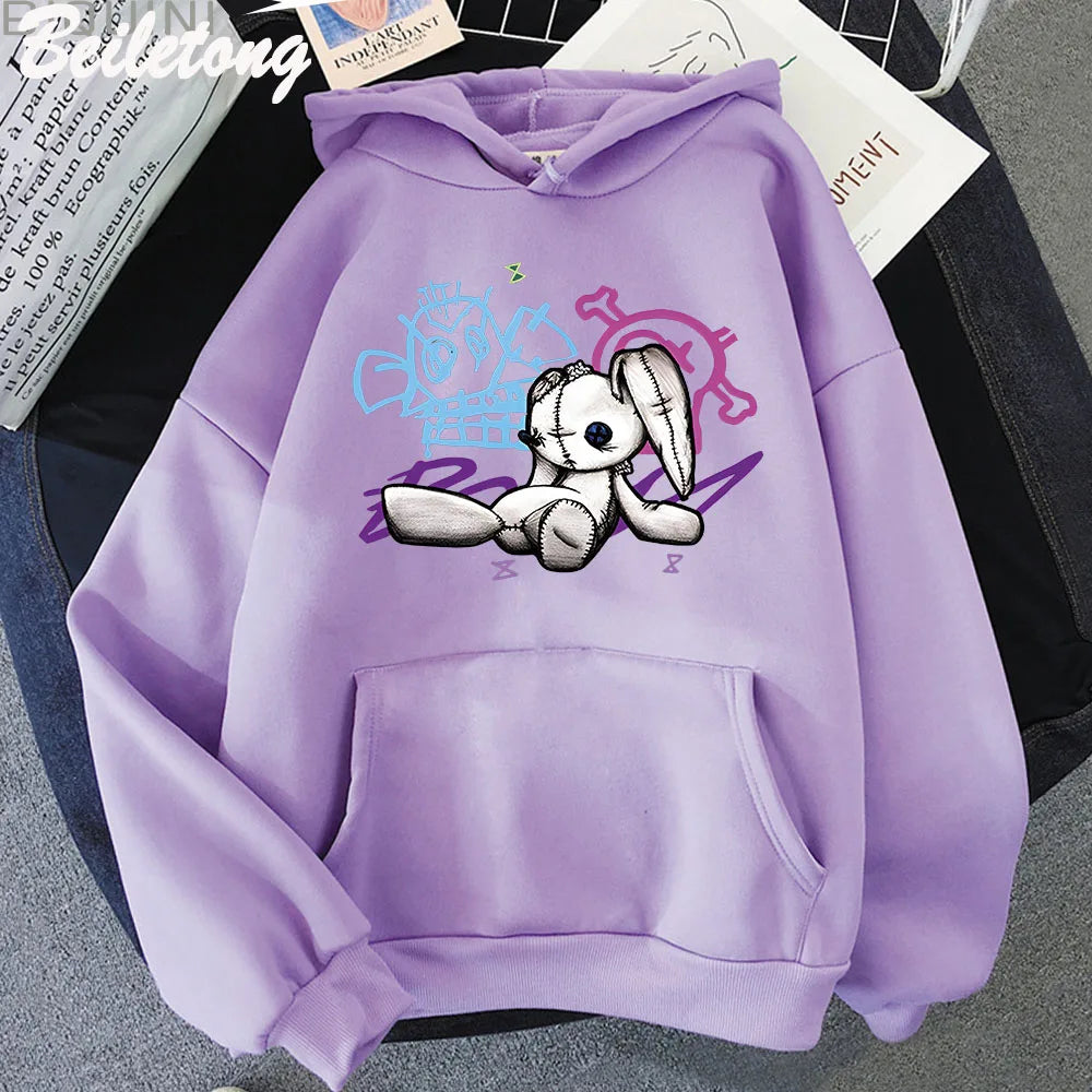 Arcane Jinx Hoodie Monkey Doll Rabbit Graffiti Grunge Style Kpop