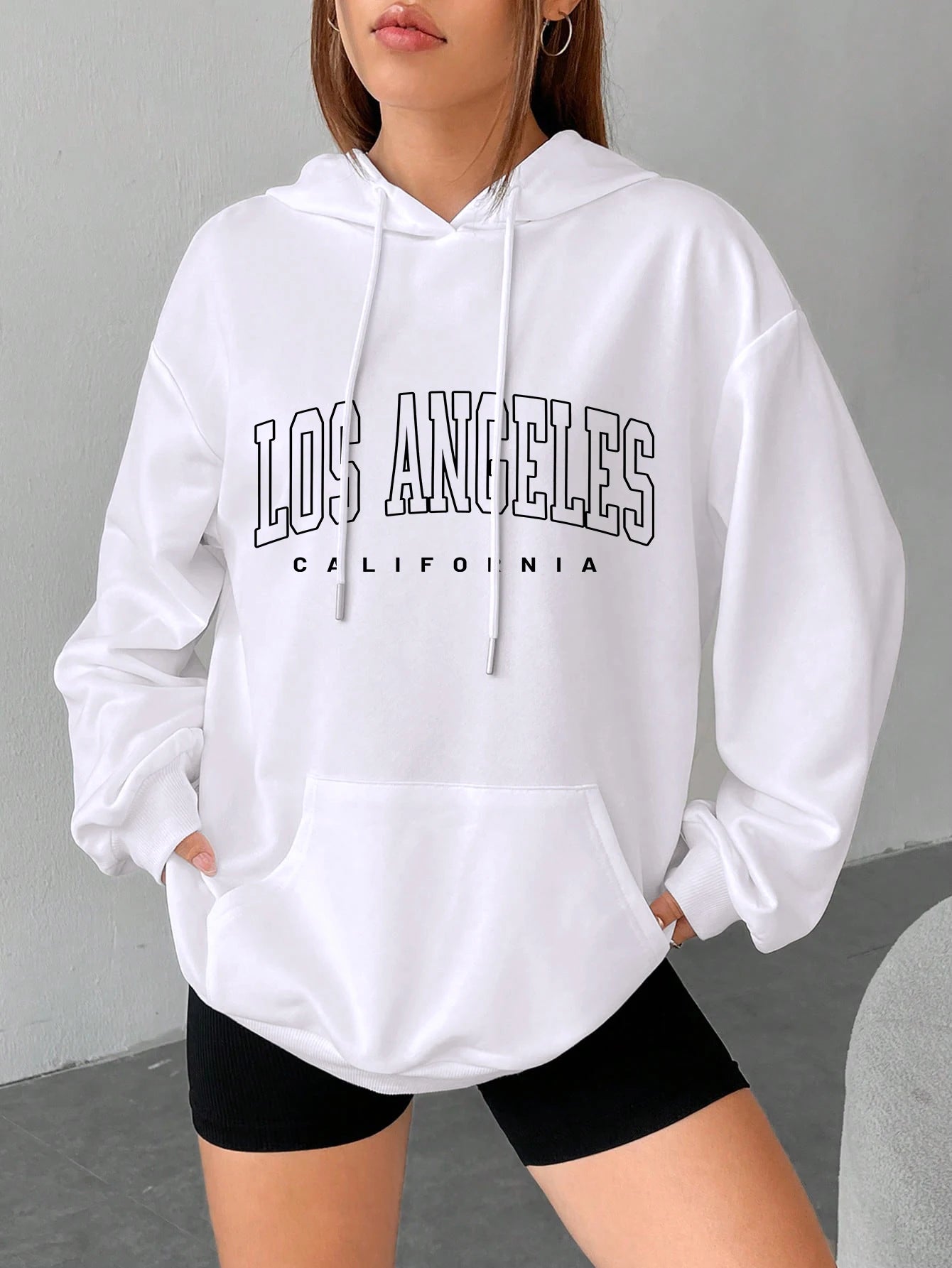 Los Angeles Art Letter Design Women Hoodie American Style