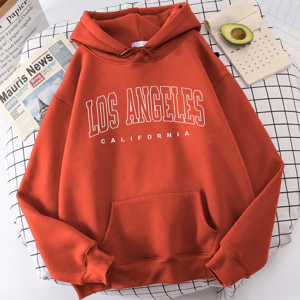 Los Angeles Art Letter Design Women Hoodie American Style