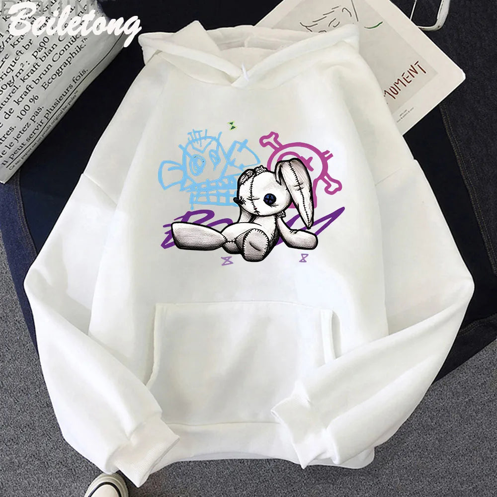 Arcane Jinx Hoodie Monkey Doll Rabbit Graffiti Grunge Style Kpop