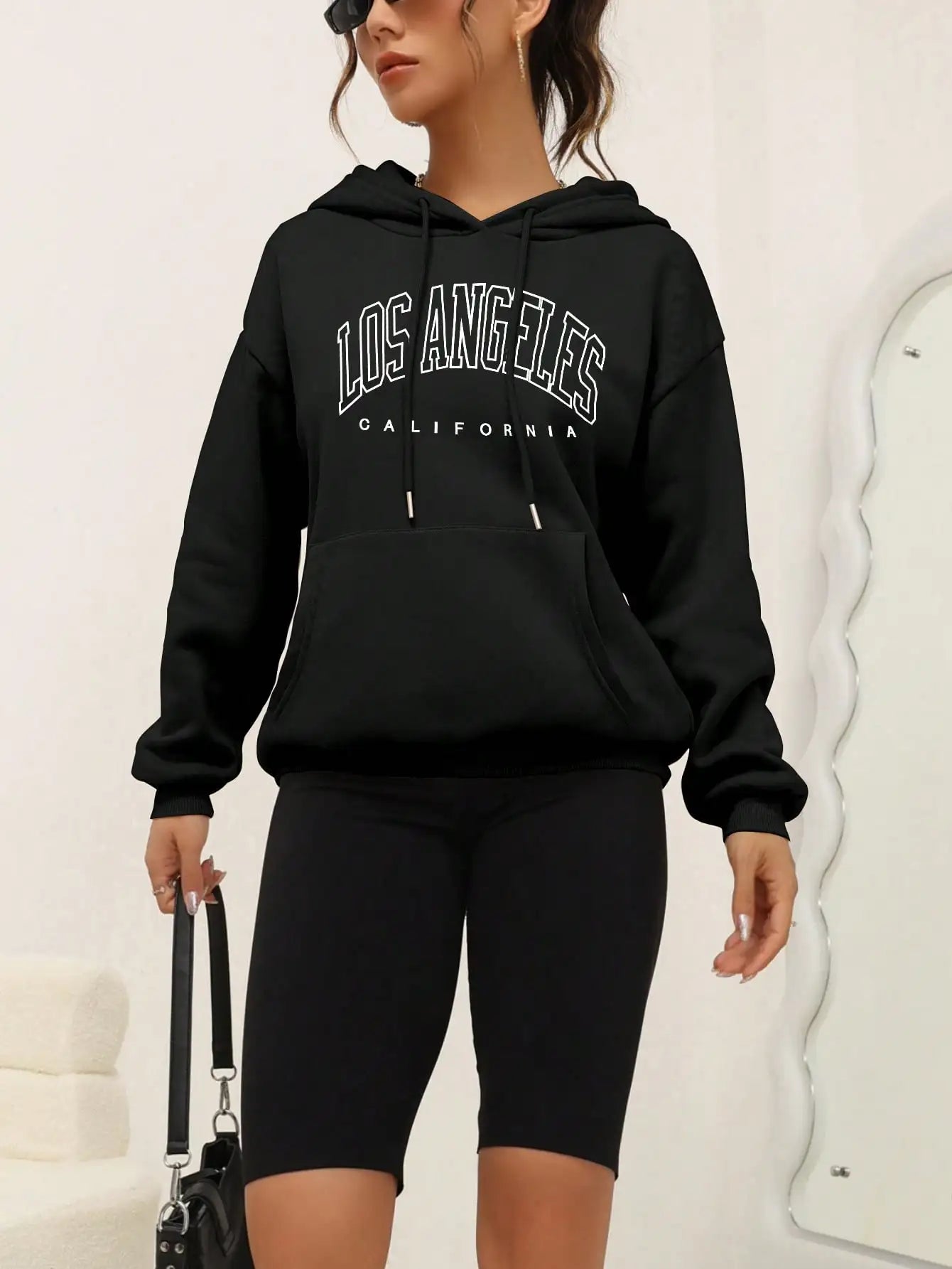 Los Angeles Art Letter Design Women Hoodie American Style